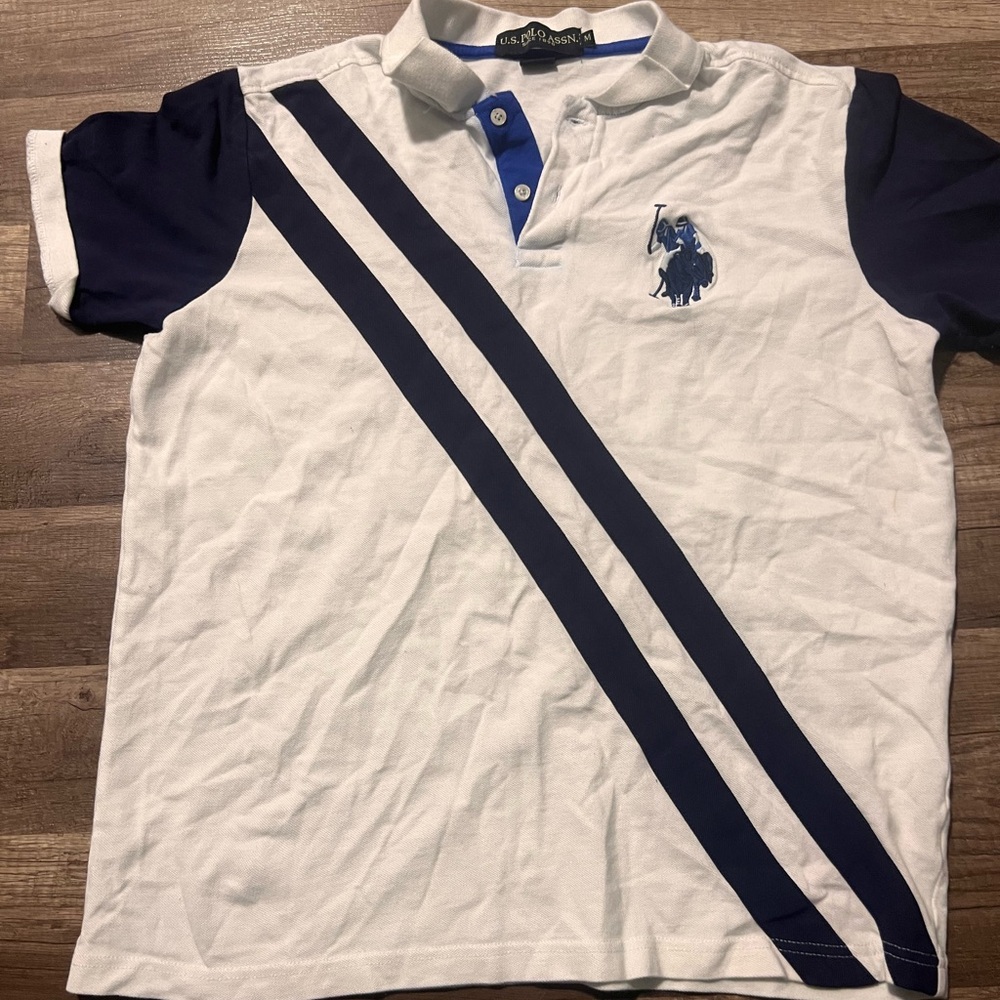 U.S. Polo Assn. White and Navy Polo Shirt